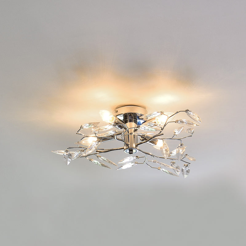 Maatschets Plafondlamp Kira met kristallen 15xØ47,5 cm chroom 4xE14