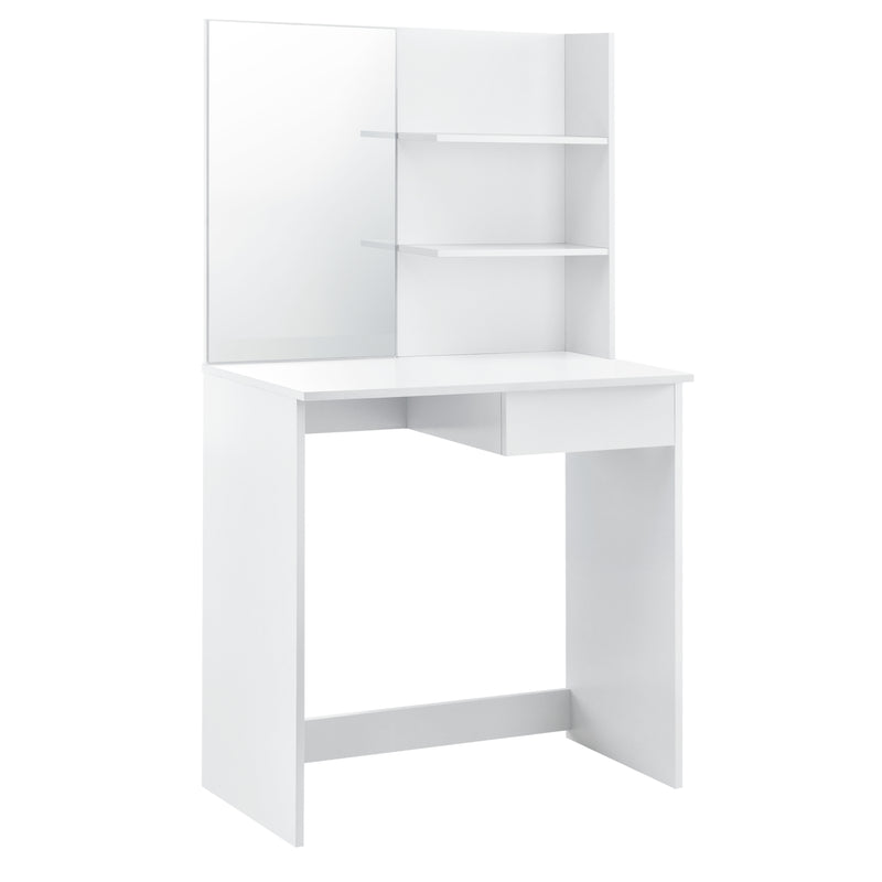 Maatschets Kaptafel met krukje en spiegel 141x75x39,7 cm wit