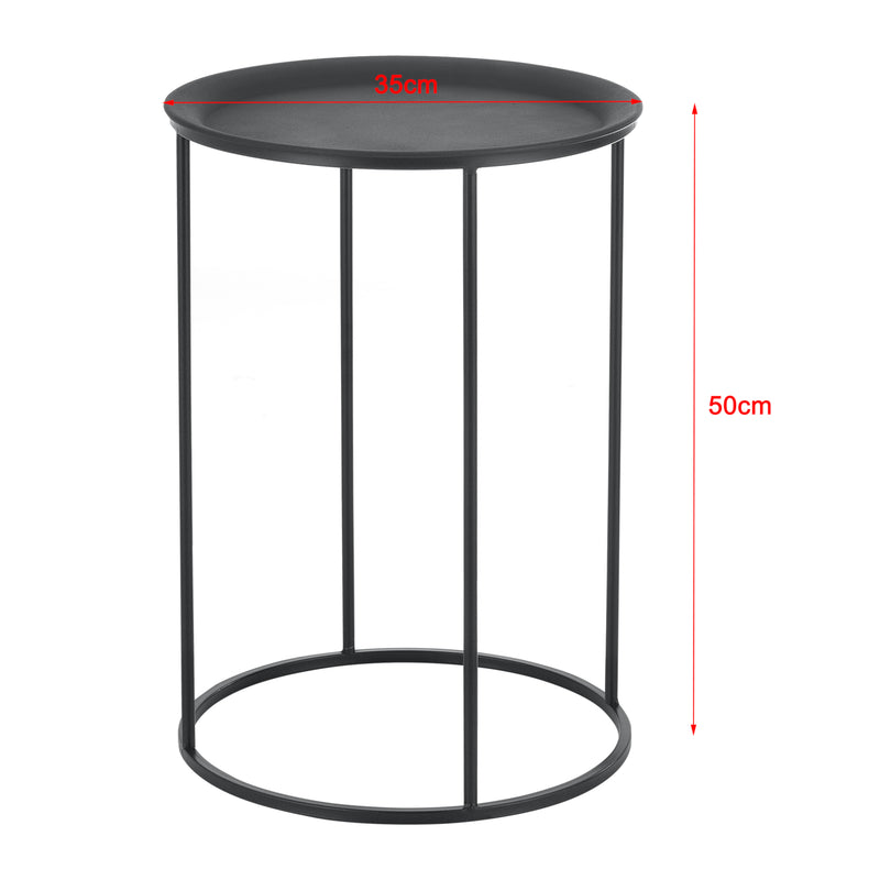 Maatschets Salontafel rond set van 3 zwart 45xØ30 - 50xØ35 - 55xØ40 cm
