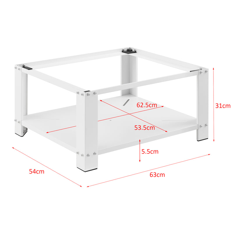 Maatschets Wasmachine sokkel verhoger met legplank 63x54x31 tot 150 kg