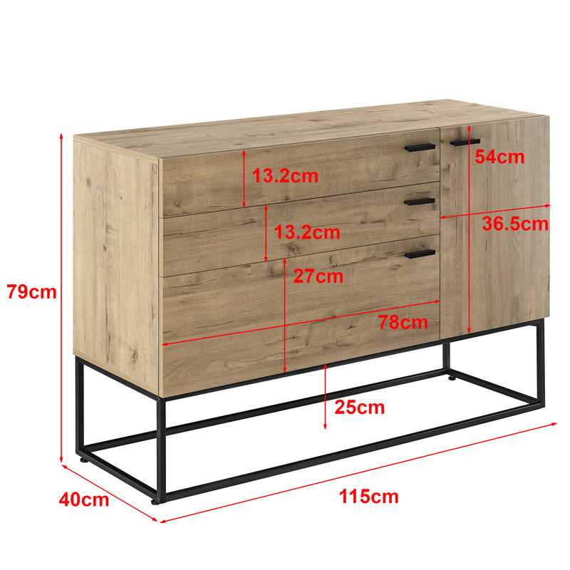 Maatschets Ladekast Hylte commode 79x115x40 cm zwart en eikenkleurig