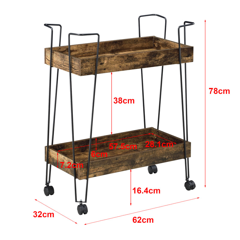 Maatschets Keukentrolley Vaxholm 78x62x32 cm zwart en houtkleurig