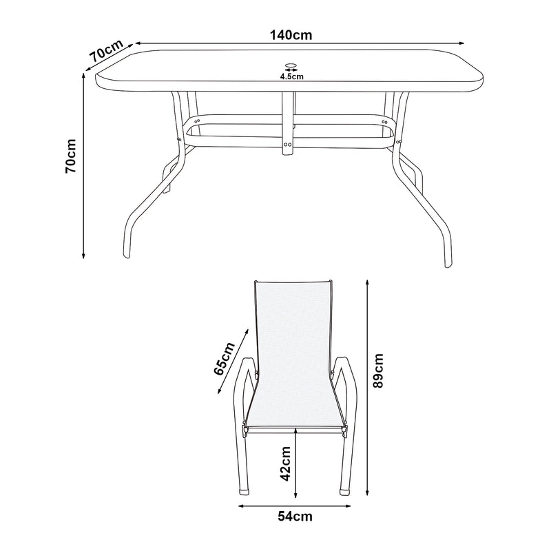 Maatschets casa.pro Tuinset Aradeo 7-delig tuintafel met tuinstoelen zwart