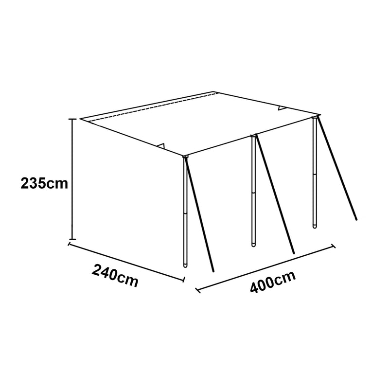 Maatschets Voortent Beuningen 400x240x235 cm grijs pro.tec