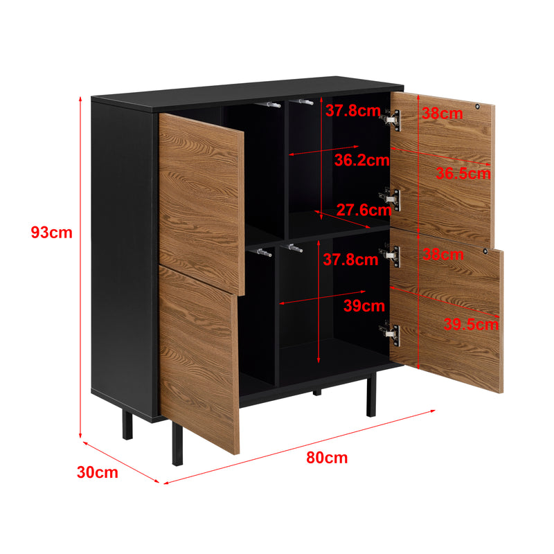 Maatschets Commode Gnosjö 93x80x30 cm zwart en houtkleurig