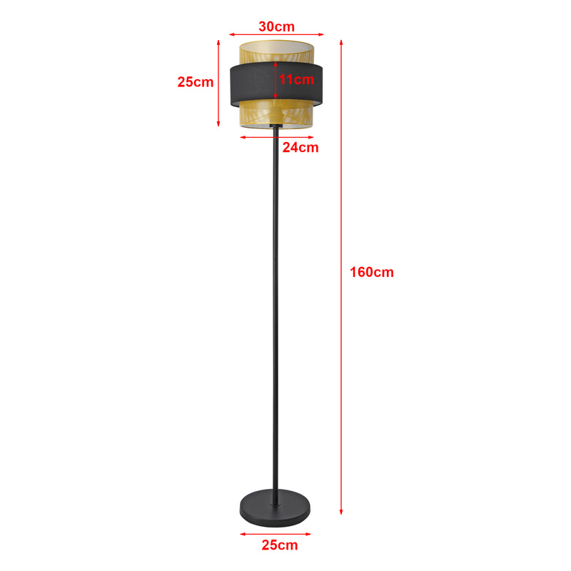 Maatschets lux.pro Staande lamp Albans vloerlamp 160x30 cm zwart en goudkleurig