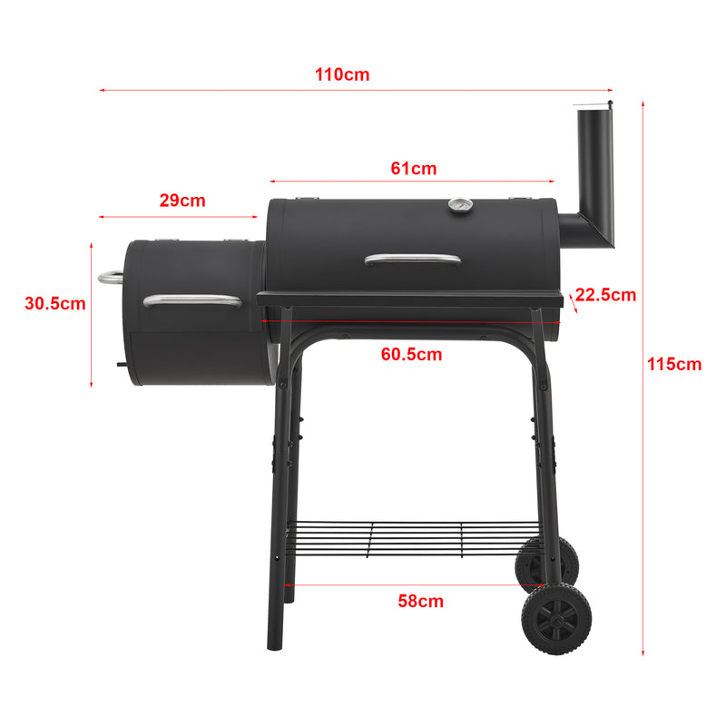 Maatschets Smoker barbecue Arielli 115x110x64 cm zwart casa.pro