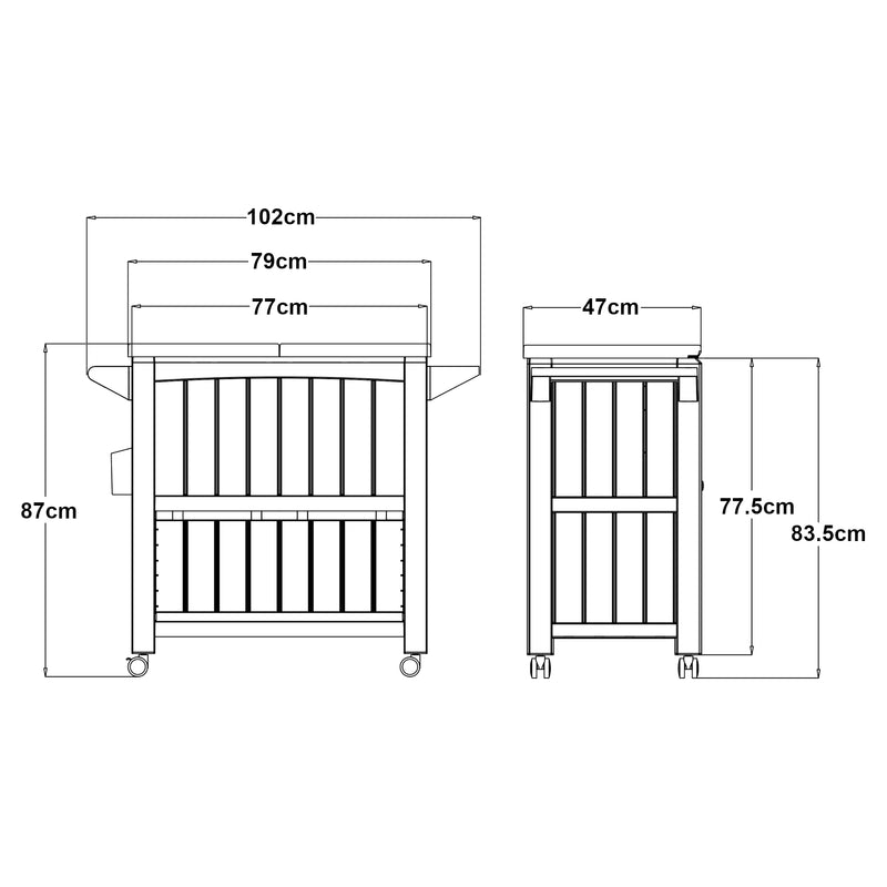 Maatschets Trolley Arsita serveerwagen voor buiten 102x47x87 cm beige en houtkleurig casa.pro