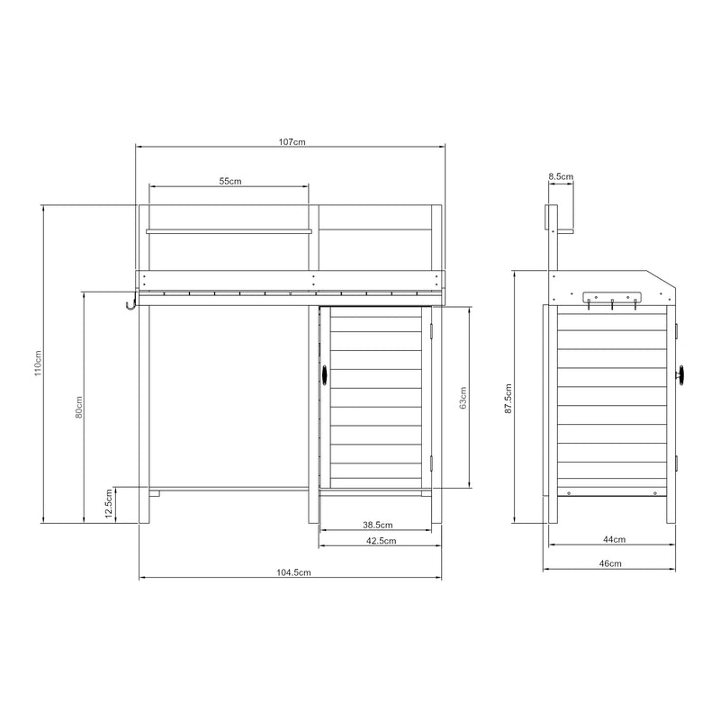 Maatschets Tuinwerktafel Alessano oppottafel 110x107x46 cm naturel casa.pro