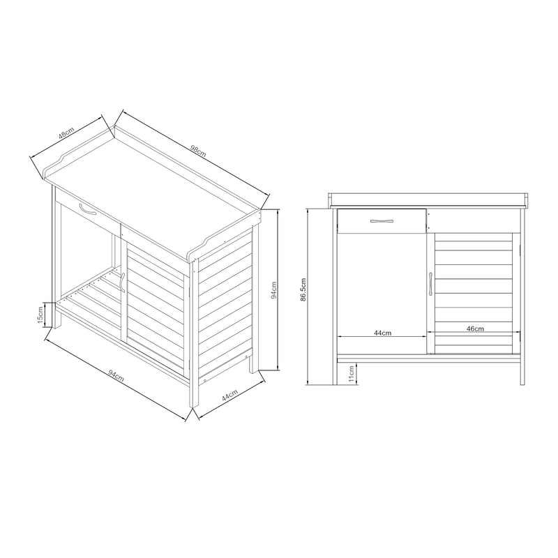 Maatschets Tuinwerktafel Aliano oppottafel 98x48x94 cm grijs casa.pro
