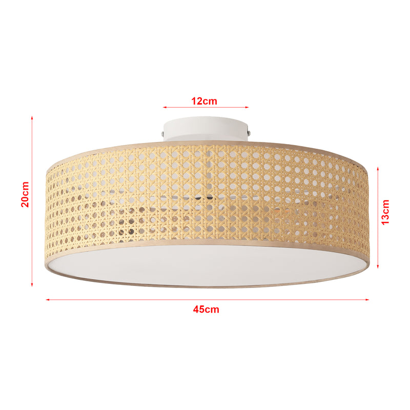 Maatschets Design plafondlamp Ascot 3xE27 wit en rotan look lux.pro