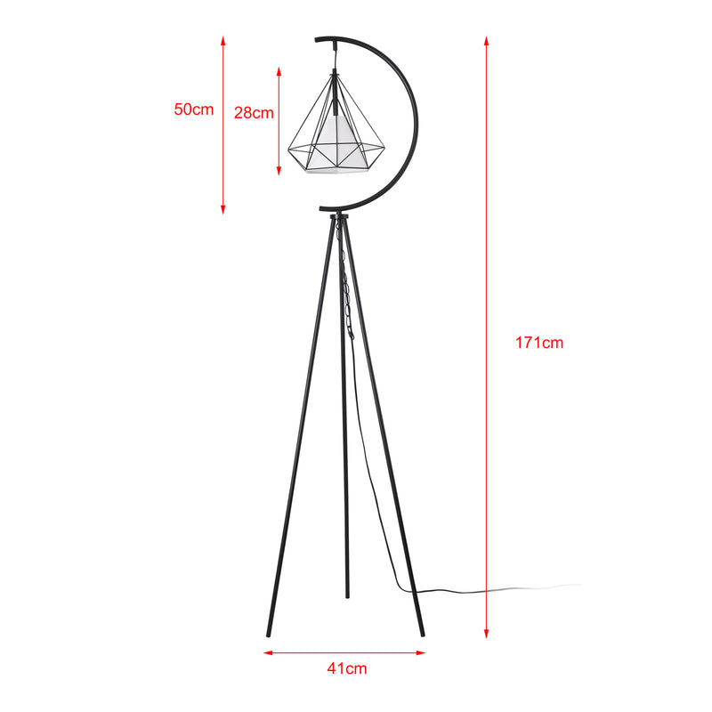 Maatschets Staande lamp Austell vloerlamp 171 cm E27 zwart en wit lux.pro
