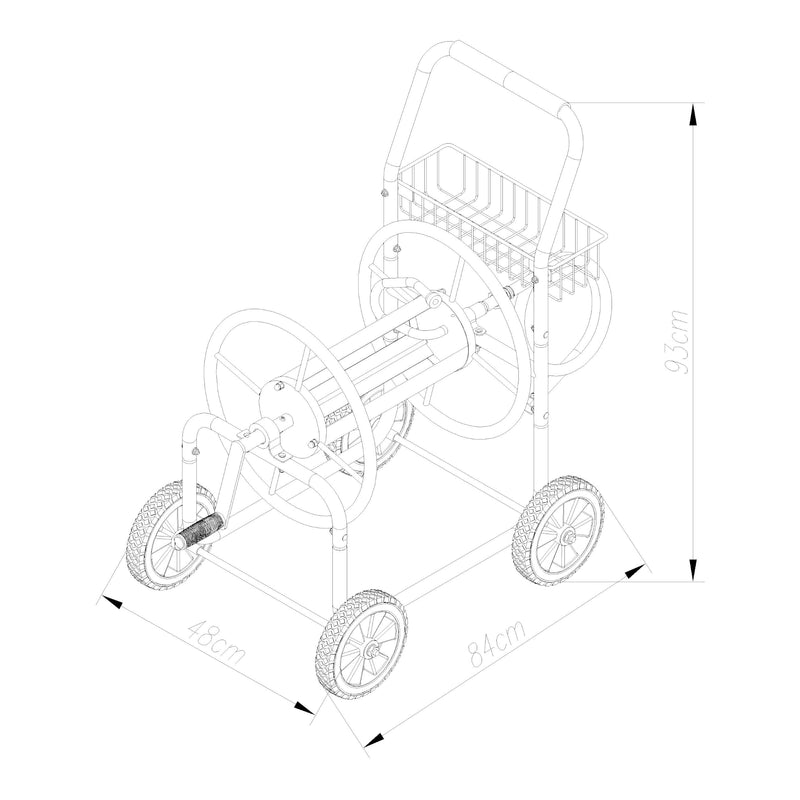 Maatschets Slangwagen met handmatige haspel voor tuinslang max. 65m staal grijs pro.tec