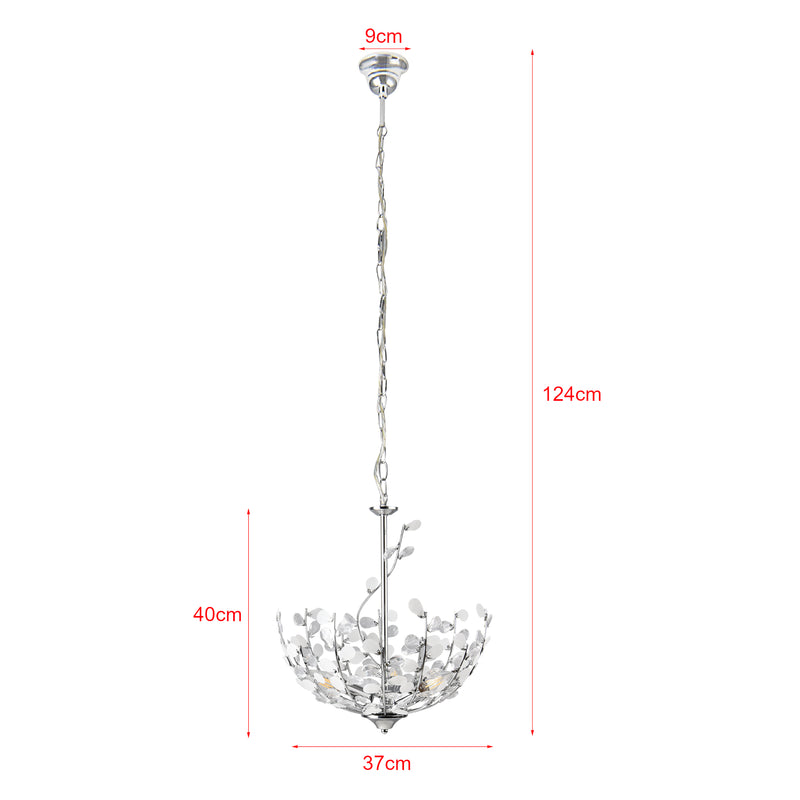Maatschets Hanglamp Ampthill met kunstkristallen 3xE14 chroomkleurig lux.pro