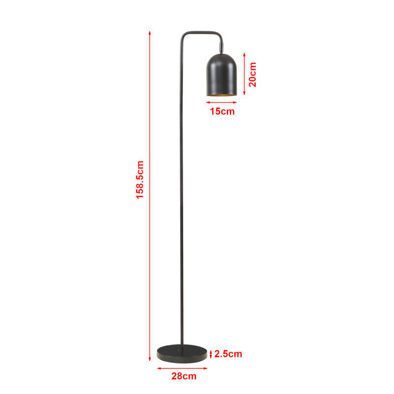 Maatschets Staande lamp Barnard vloerlamp 158,5 cm zwart E27 lux.pro