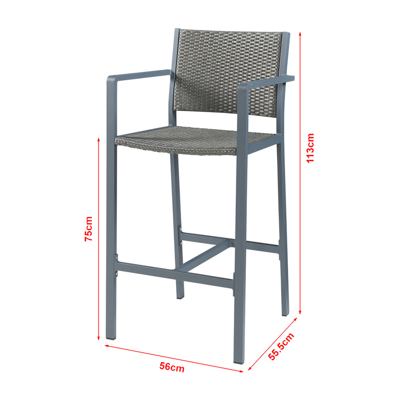 Maatschets Tuinbarkrukken Avise 113x56x55,5 cm set van 2 antraciet en donkergrijs casa.pro