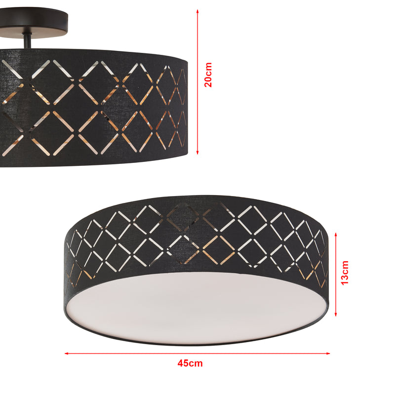 Maatschets Plafondlamp Bay 3-lichts Ø45 cm zwart en wit E27 lux.pro