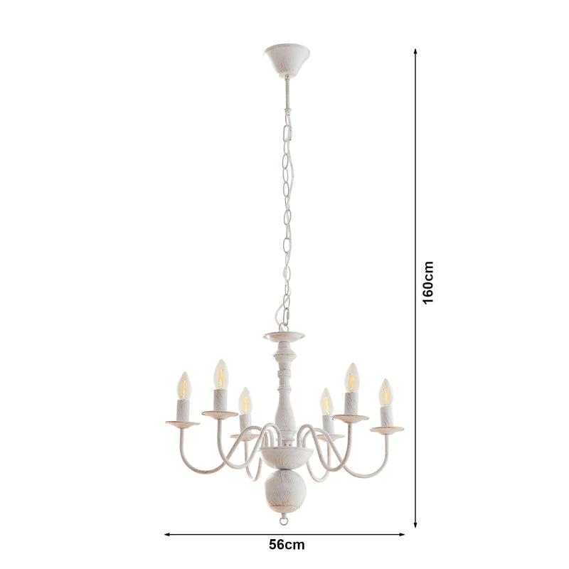 Maatschets Kroonluchter Berkeley 6-lichts klassiek vintage wit lux.pro