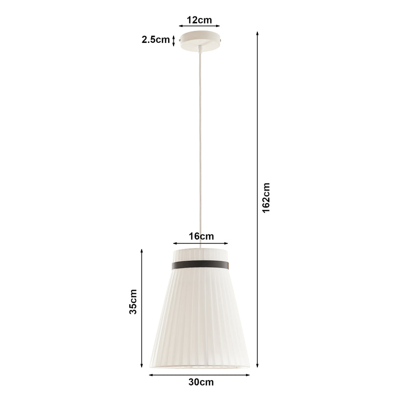 Maatschets Hanglamp Broughton E27 stoffen lampenkap wit met zwarte ring lux.pro