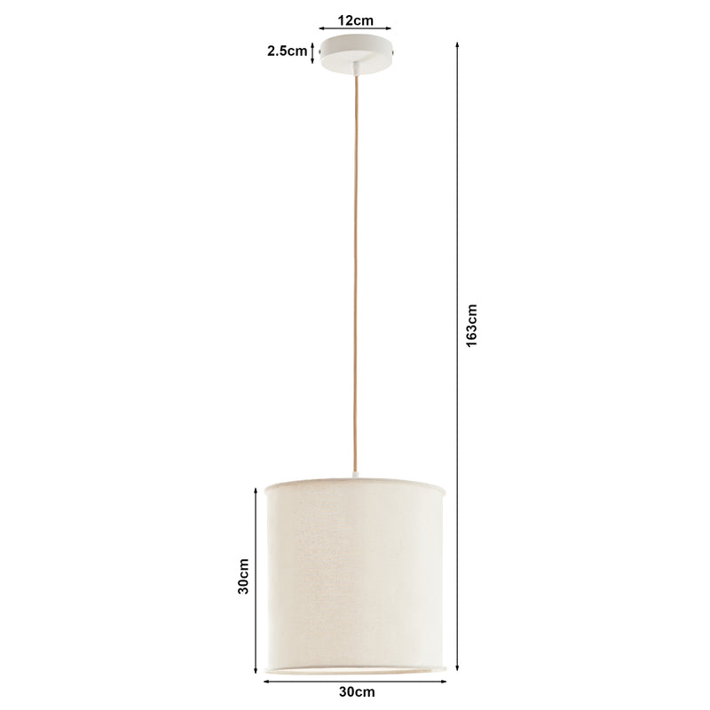 Maatschets Hanglamp Buckley E27 stoffen lampenkap wit lux.pro