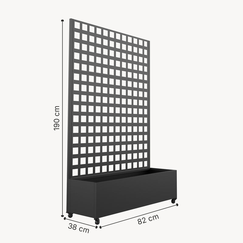 Maatschets Kamerscherm Toma met plantenbak 190x82x38 cm zwart cas
