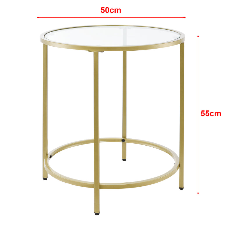 Maatschets Bijzettafel Ahtari rond glas en metaal 55xØ50 cm - 2 varianten