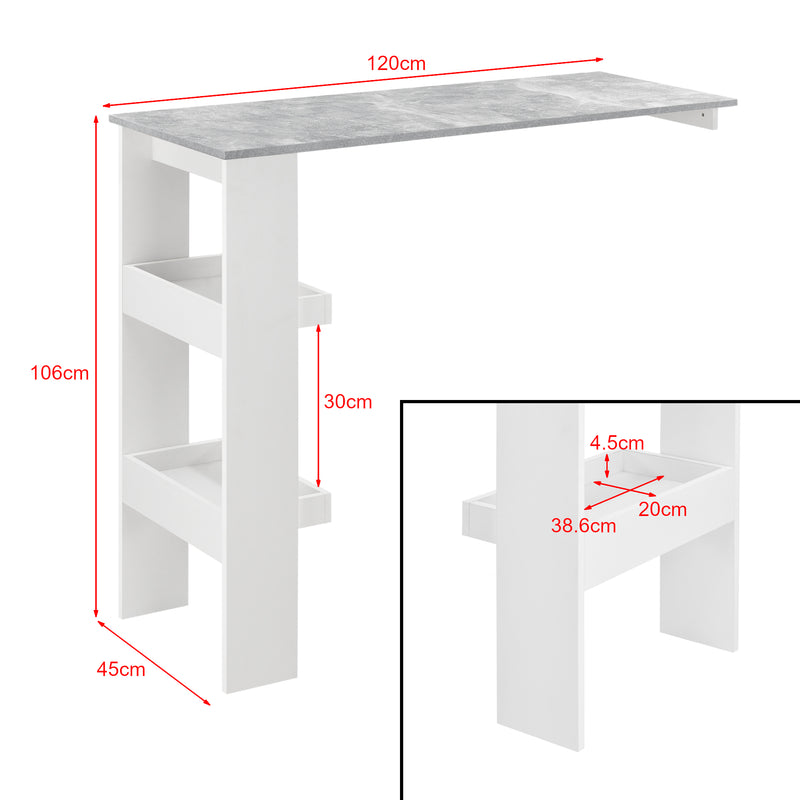 Maatschets Bartafel Bromoella met 2 planken wandmontage 120x45x106 cm - 6 varianten