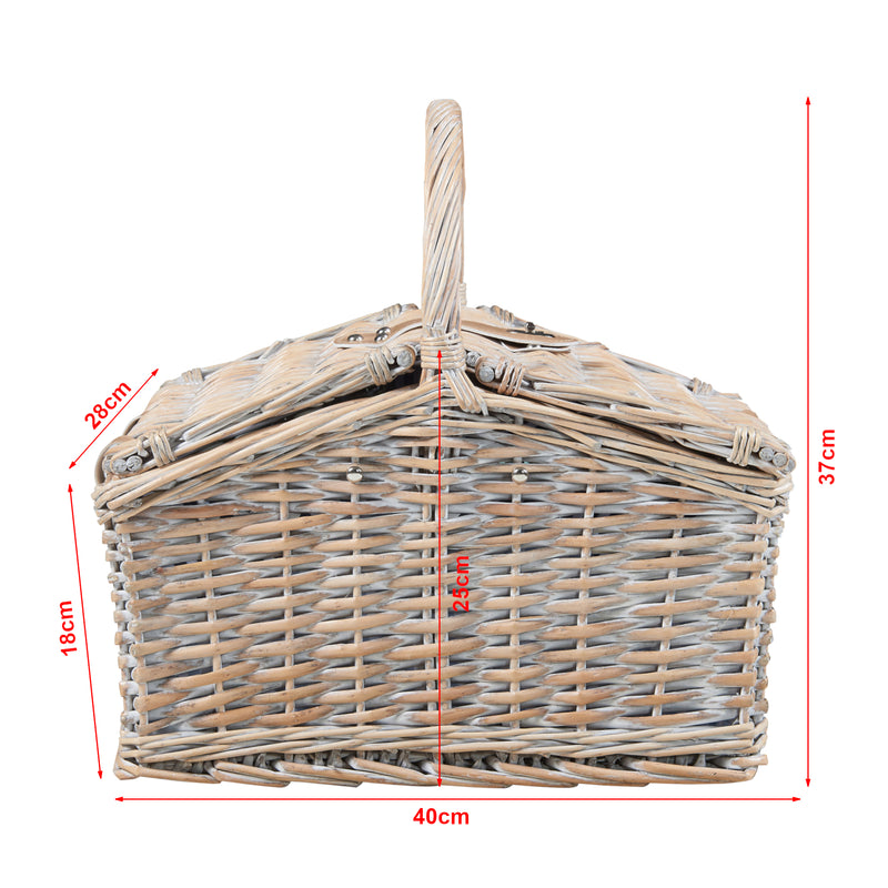 Maatschets Picknickmand Lumparland incl. inhoud naturel wit en blauw casa.pro