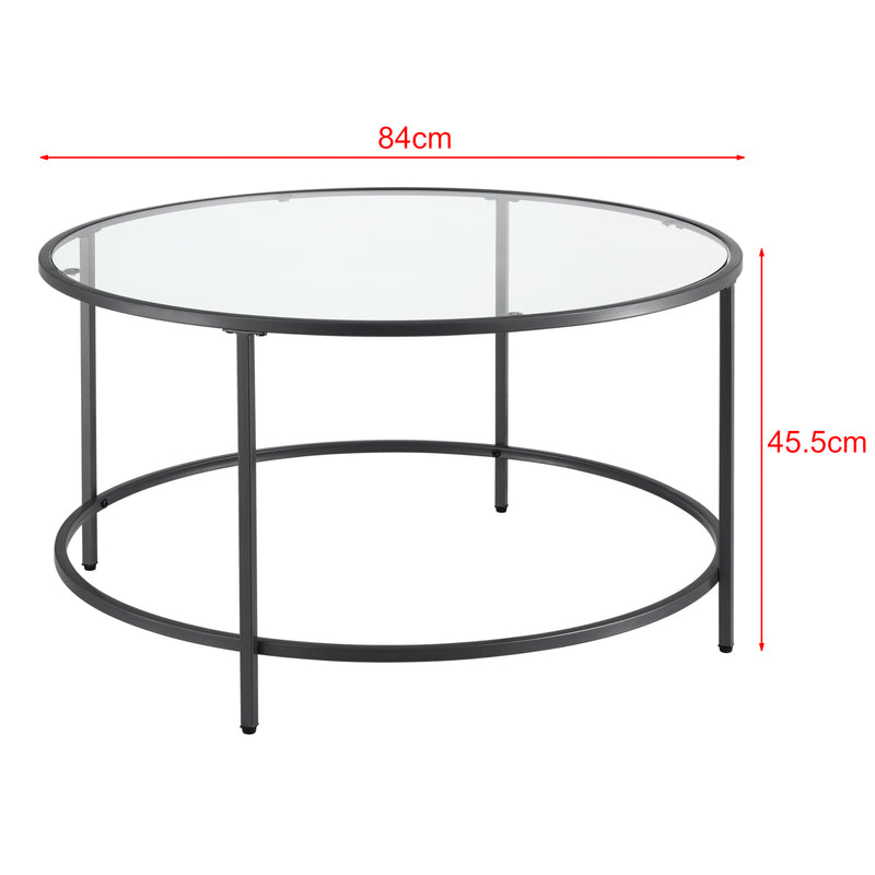 Maatschets Salontafel Kouvola rond glas en metaal 45,5xØ84 cm - 2 varianten