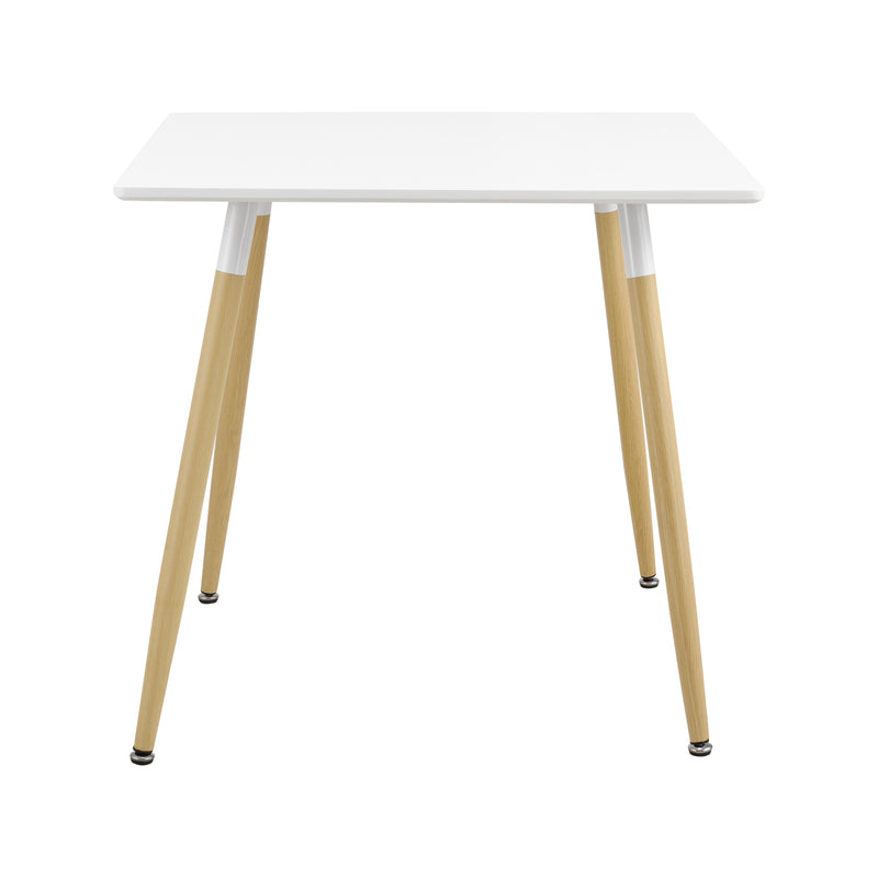 Maatschets Eettafel MDF en staal - vierkant of rond 80x80x74 cm wit en hout