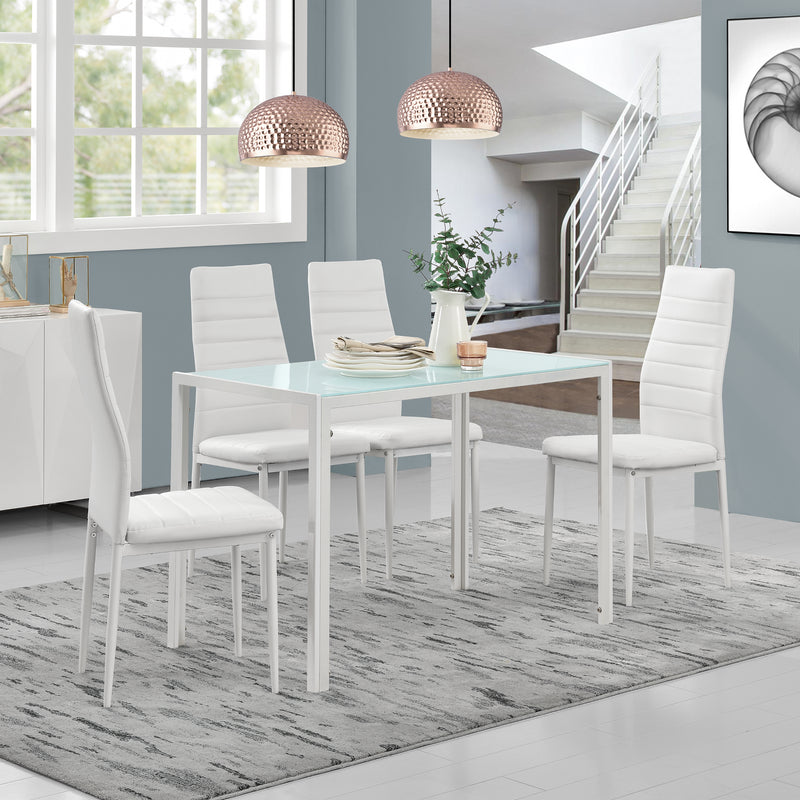 Maatschets Eetkamerset eethoek Porvoo 5-delig gehard glas tafel met stoelen - verschillende kleuren