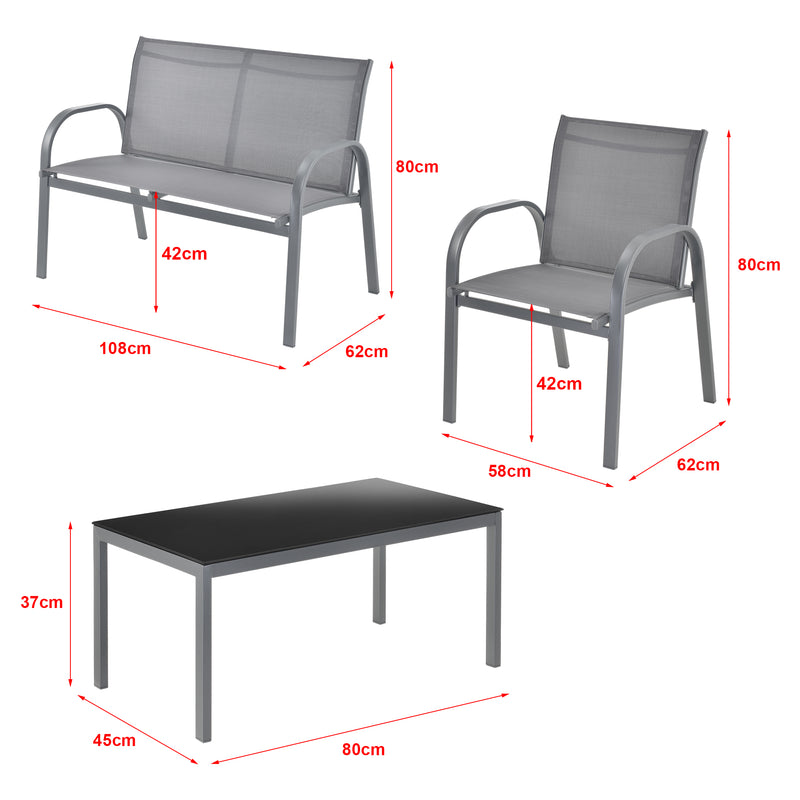 Maatschets Tuinset 4-delig Gagra loungeset - 2 varianten