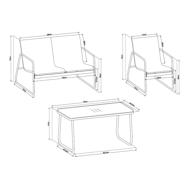 Maatschets Tuinset 4-delig Anzi loungeset casa.pro