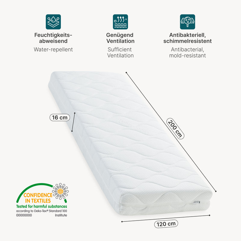 Maatschets Matras koudschuim met gewatteerde tijk 1,5 cm - verschillende maten