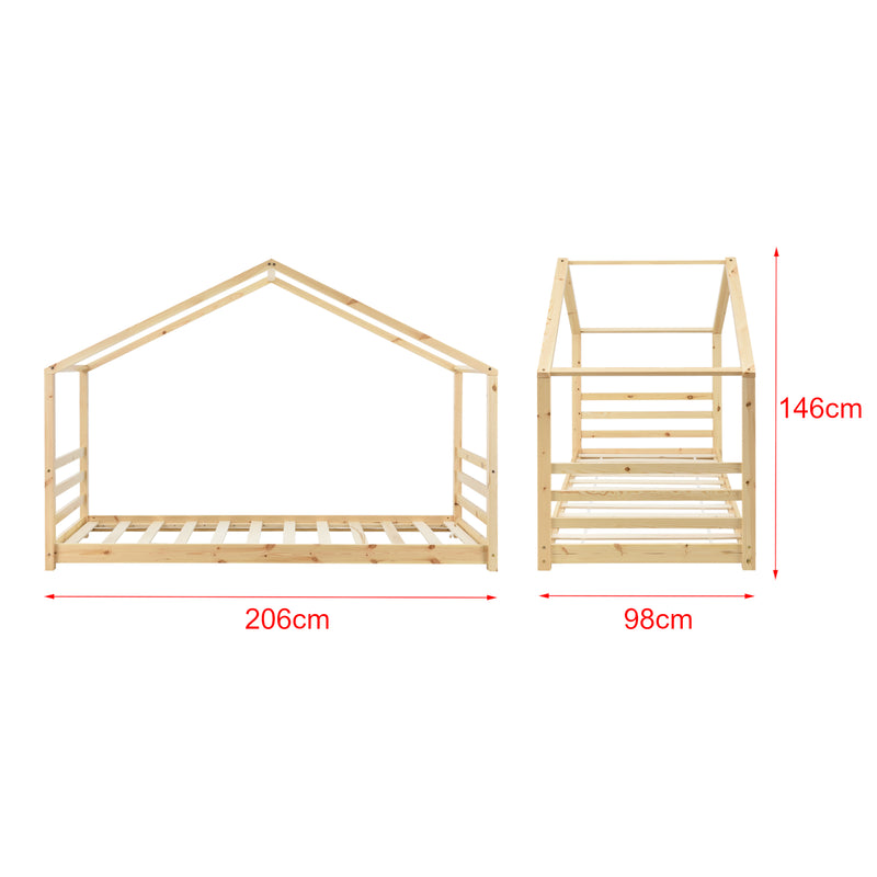 Maatschets Kinderbed houten bed huisbed met bedbodem - verschillende maten en kleuren