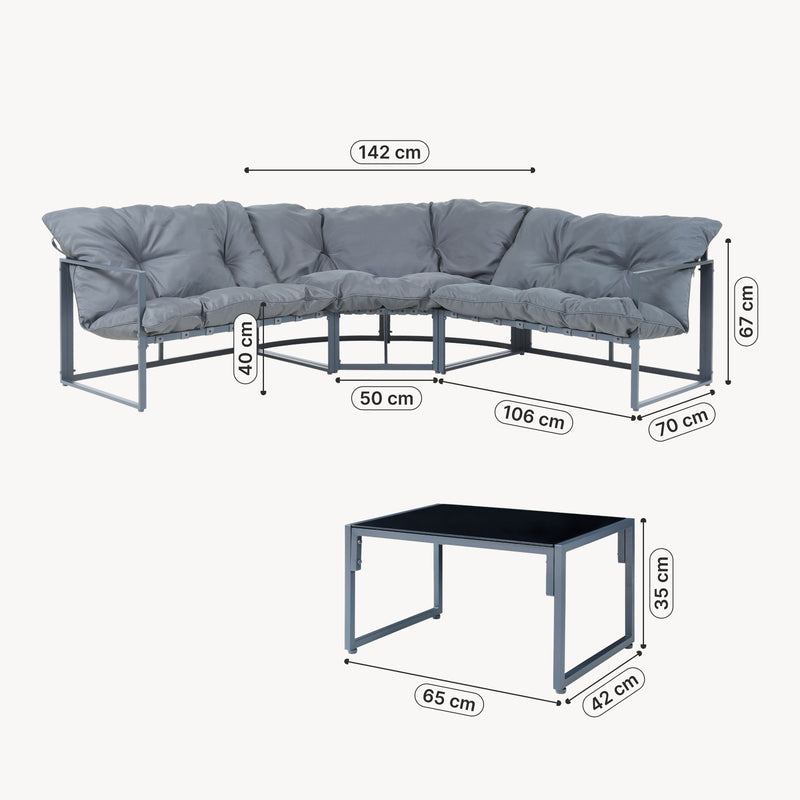 Maatschets Loungeset Karg tuinset met kussens casa.pro