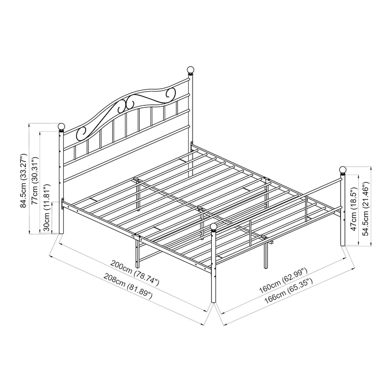 Maatschets Metalen bedframe Florenz incl. bedbodem - 8 varianten