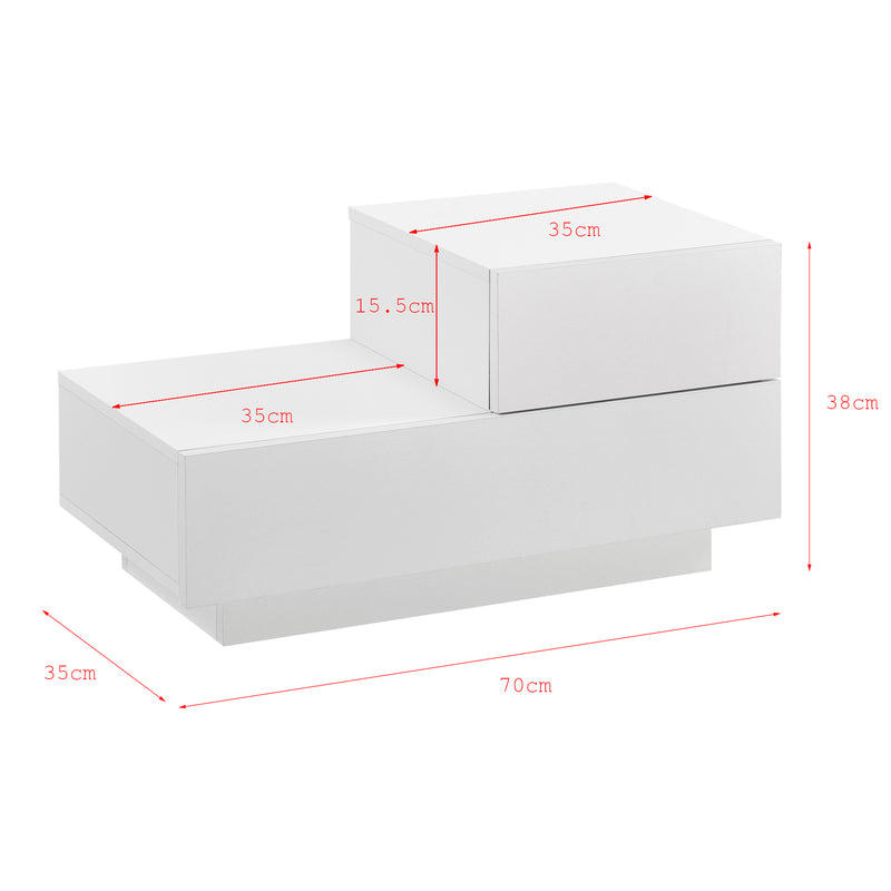 Maatschets Design nachtkastje Sebokeng rechts met lades 38x70x35 cm - verschillende kleuren