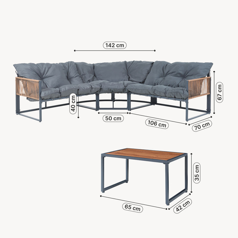 Maatschets Loungeset Karg tuinset met kussens casa.pro