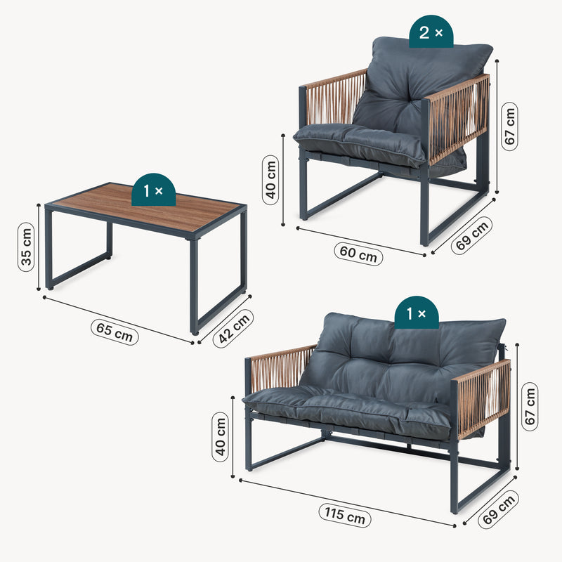 Maatschets 4-delige tuinset Karg loungeset casa.pro