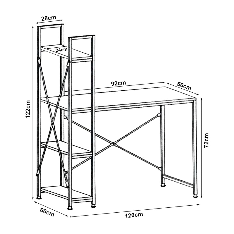 Maatschets Bureau Stavanger met 4 planken 120x64x122 cm - verschillende kleuren