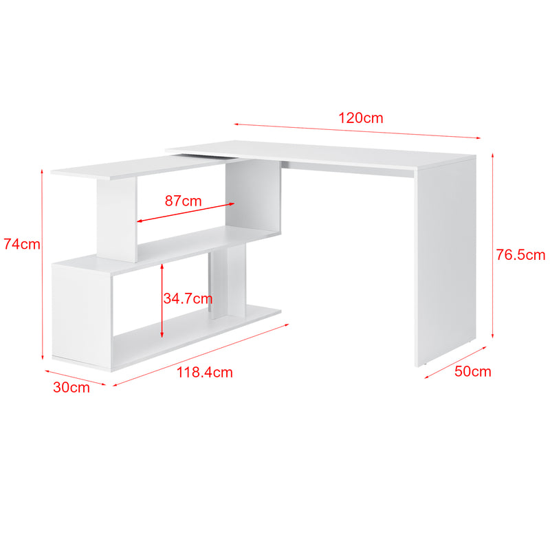 Maatschets Hoekbureau met open kast Arendal 120x50x76,5 cm - verschillende kleuren