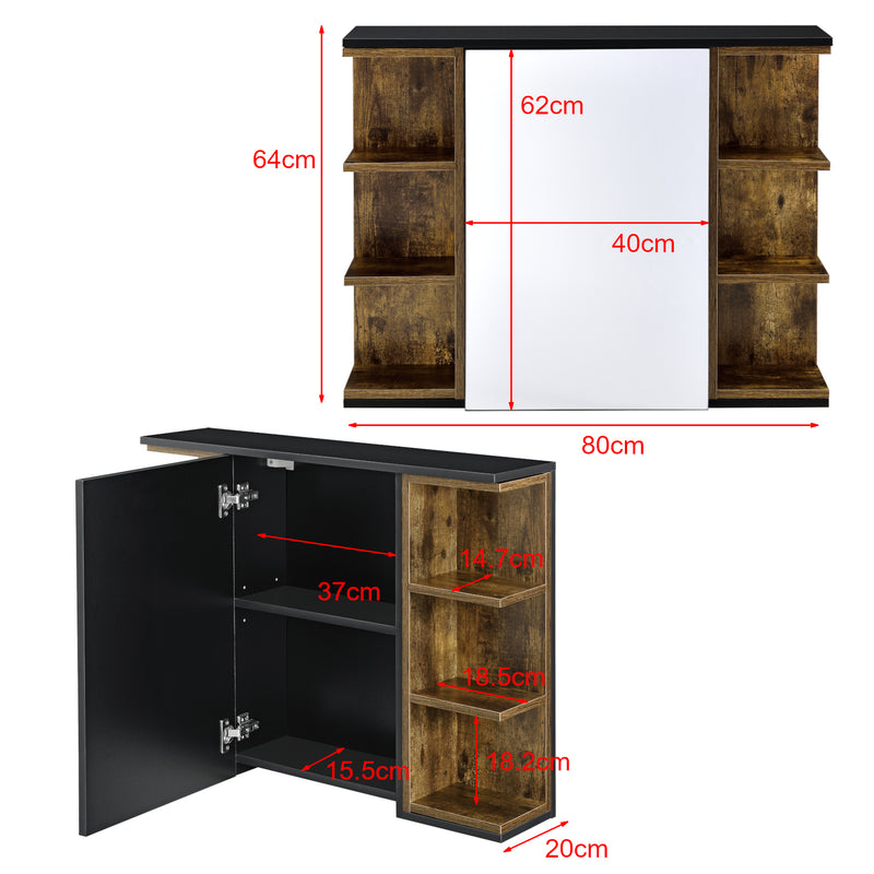Maatschets Badkamerkast Harstad met spiegel spiegelkast 64x80x20 cm - 3 varianten