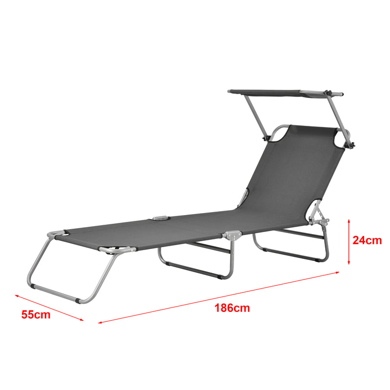 Maatschets Ligbed met luifel Argozelo 186x55x24 cm casa.pro