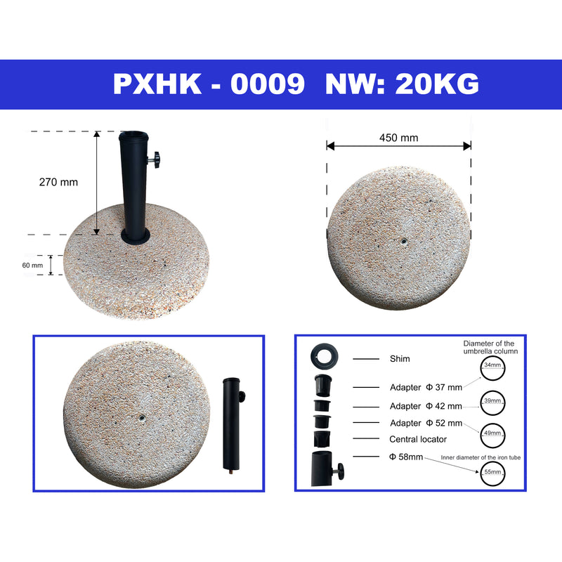 Maatschets Parasolvoet Bitritto parasolhouder beton rond Ø45x6 cm casa.pro