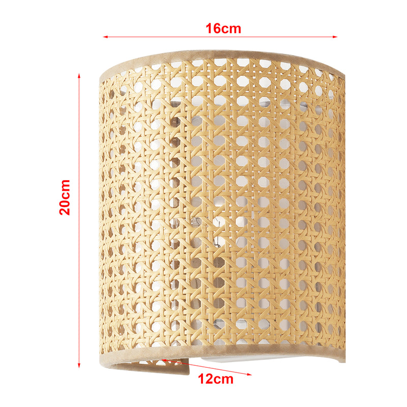 Maatschets Wandlamp Ascot 20x16x12 cm E27 wit en rotan look lux.pro