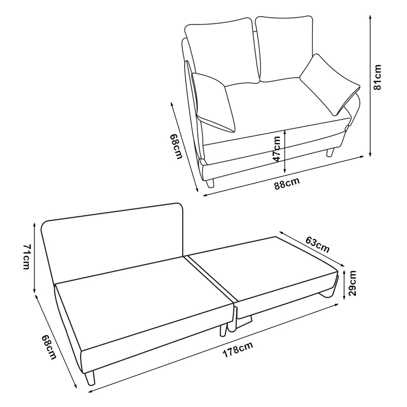 Maatschets Slaapbank Seinlus 1-zits 81x88x68 cm [en.casa]