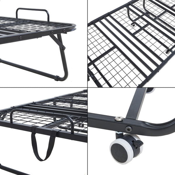 Opklapbed Borjavle 90x200 cm met traagschuim matras zwart grijs en wit [en.casa]