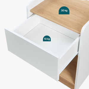 Nachtkastje Kuorshare 55x42x37 cm wit en eikenkleurig [en.casa]