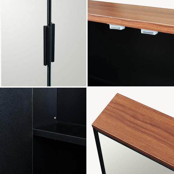 Spiegelkast Trond 50x60x15 cm Zwart/Walnootlook [en.casa]